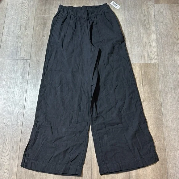 NWT! Old Navy Black High-Waisted Crinkle Gauze Super Wide-Leg Pants - Multiple - Picture 7 of 9